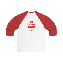 Load image into Gallery viewer, KC chiefs Swiftie Unisex Baseball Tee, Fun Heart Design Tee, Casual Sportswear, Perfect Gift for Fans, Game Day Apparel, Taylor's Fiancé Tee