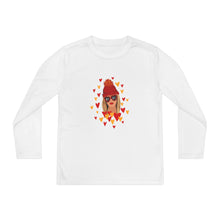 Load image into Gallery viewer, Swiftie Youth Long Sleeve Tee with Heart Design, Cute Gift for Fans, Youth Clothing, Valentine’s Day Outfit, Fun Statement Tee
