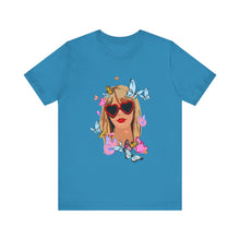 Load image into Gallery viewer, Cute Butterfly Girl Graphic Tee, Summer Shirt, Festival Wear, Gift for Her, Butterfly Lover T-Shirt