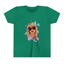 Load image into Gallery viewer, Butterfly Girl Youth Tee, Trendy Kids T-Shirt, Summer Fashion, Gift for Tweens, Cute Graphic Tee, Butterfly Print