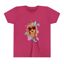 Load image into Gallery viewer, Butterfly Girl Youth Tee, Trendy Kids T-Shirt, Summer Fashion, Gift for Tweens, Cute Graphic Tee, Butterfly Print