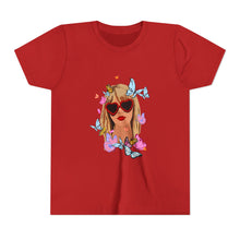Load image into Gallery viewer, Butterfly Girl Youth Tee, Trendy Kids T-Shirt, Summer Fashion, Gift for Tweens, Cute Graphic Tee, Butterfly Print