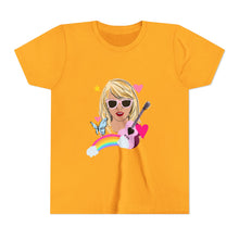 Load image into Gallery viewer, Taylor Youth Short Sleeve Tee with Artistic Rainbow Design, Fun Graphic T-Shirt, Trendy Kids Shirt, Music Lover Gift, Birthday Party Outfit, [...]

