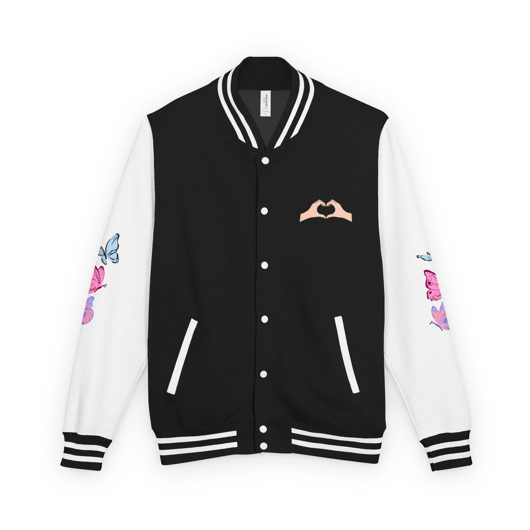 Swiftie Unisex Heavyweight Letterman Jacket - Heart Love Design, Casual Sportswear, Trendy Gift for Him, Her, Valentine's Day, College Apparel