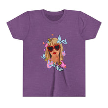 Load image into Gallery viewer, Butterfly Girl Youth Tee, Trendy Kids T-Shirt, Summer Fashion, Gift for Tweens, Cute Graphic Tee, Butterfly Print
