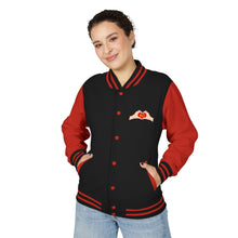 Load image into Gallery viewer, KC chiefs Swiftie Unisex Statement Letterman Jacket with Playful Heart Design, Trendy Varsity Jacket, Cozy Retro Jacket, Valentine&#39;s Day Gift, Stylish [...]
