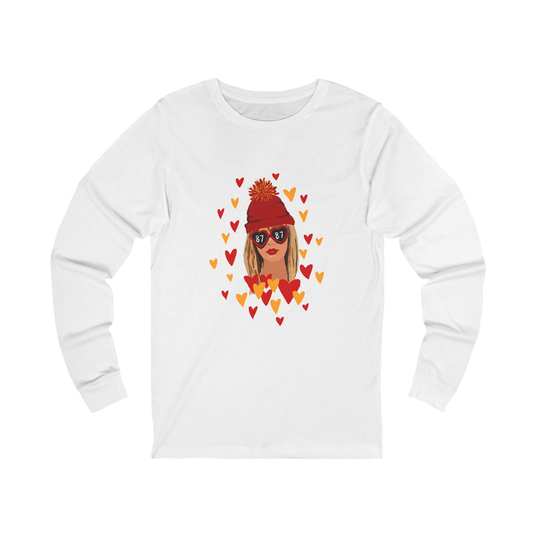Swiftie Heartfelt Long Sleeve Tee, Casual T-shirt, Valentine's Day Gift, Cute Everyday Top, Fashionable Graphic Tee, Love-themed Apparel