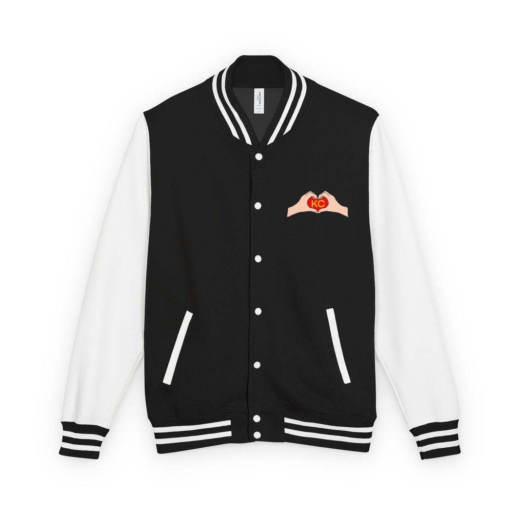 KC chiefs Swiftie Unisex Statement Letterman Jacket with Playful Heart Design, Trendy Varsity Jacket, Cozy Retro Jacket, Valentine's Day Gift, Stylish [...]