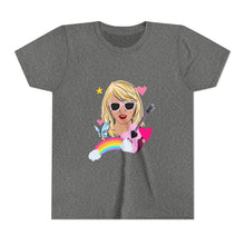 Load image into Gallery viewer, Taylor Youth Short Sleeve Tee with Artistic Rainbow Design, Fun Graphic T-Shirt, Trendy Kids Shirt, Music Lover Gift, Birthday Party Outfit, [...]
