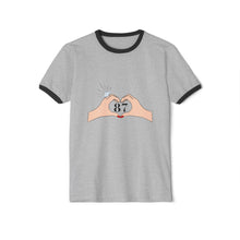 Load image into Gallery viewer, Heart and 87 Unisex Ringer T-Shirt, Casual Tee, Gift for Couples, Birthday Shirt, Anniversary Gift, Unique Graphic Tee
