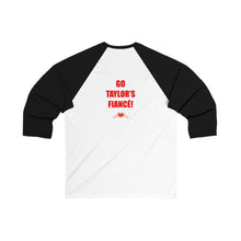 Load image into Gallery viewer, KC chiefs Swiftie Unisex Baseball Tee, Fun Heart Design Tee, Casual Sportswear, Perfect Gift for Fans, Game Day Apparel, Taylor&#39;s Fiancé Tee
