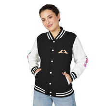 Load image into Gallery viewer, Swiftie Unisex Heavyweight Letterman Jacket - Heart Love Design, Casual Sportswear, Trendy Gift for Him, Her, Valentine&#39;s Day, College Apparel

