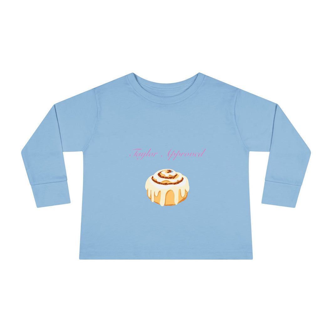 Toddler Cinnamon Roll Long Sleeve Tee, Cute Toddler Gift, Comfy Kid's Apparel, Birthday Shirt, Playdate Outfit, Sweet Treat Top