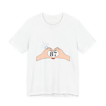 Load image into Gallery viewer, Swiftie Heart Hands Tee - Unisex Jersey Short Sleeve Shirt, Cute Graphic Tee, Birthday Gift, Casual Wear, Love Theme Apparel
