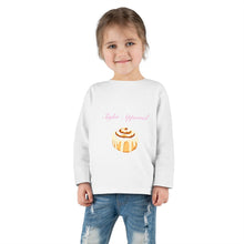 Load image into Gallery viewer, Toddler Cinnamon Roll Long Sleeve Tee, Cute Toddler Gift, Comfy Kid&#39;s Apparel, Birthday Shirt, Playdate Outfit, Sweet Treat Top
