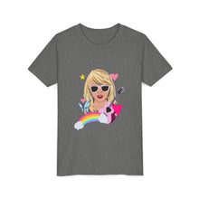 Load image into Gallery viewer, Taylor Youth Short Sleeve Tee with Artistic Rainbow Design, Fun Graphic T-Shirt, Trendy Kids Shirt, Music Lover Gift, Birthday Party Outfit, [...]
