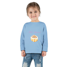 Load image into Gallery viewer, Toddler Cinnamon Roll Long Sleeve Tee, Cute Toddler Gift, Comfy Kid&#39;s Apparel, Birthday Shirt, Playdate Outfit, Sweet Treat Top
