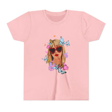 Load image into Gallery viewer, Butterfly Girl Youth Tee, Trendy Kids T-Shirt, Summer Fashion, Gift for Tweens, Cute Graphic Tee, Butterfly Print
