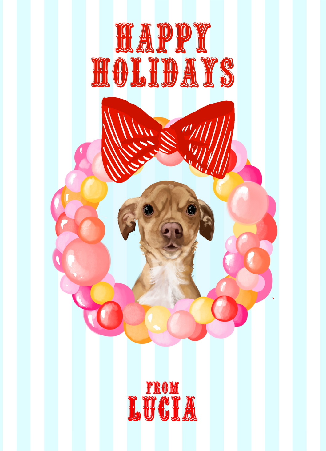 Bubble Wreath Pet Portrait Greeting Card Set