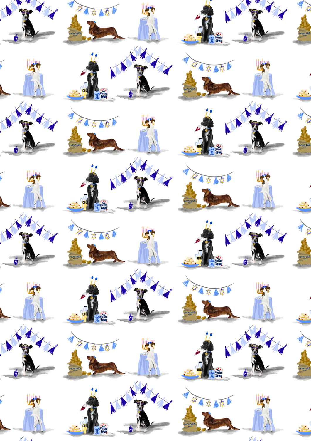 Hanukkah Dogs Gift Wrap