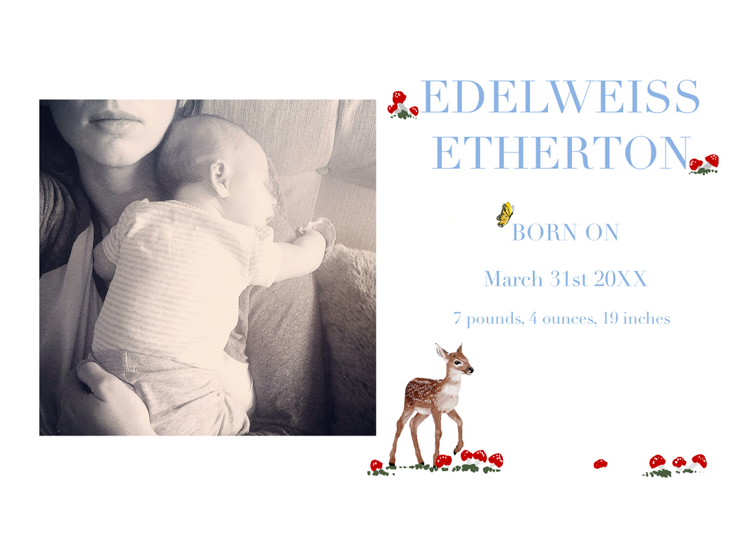 Woodland Baby Announcement