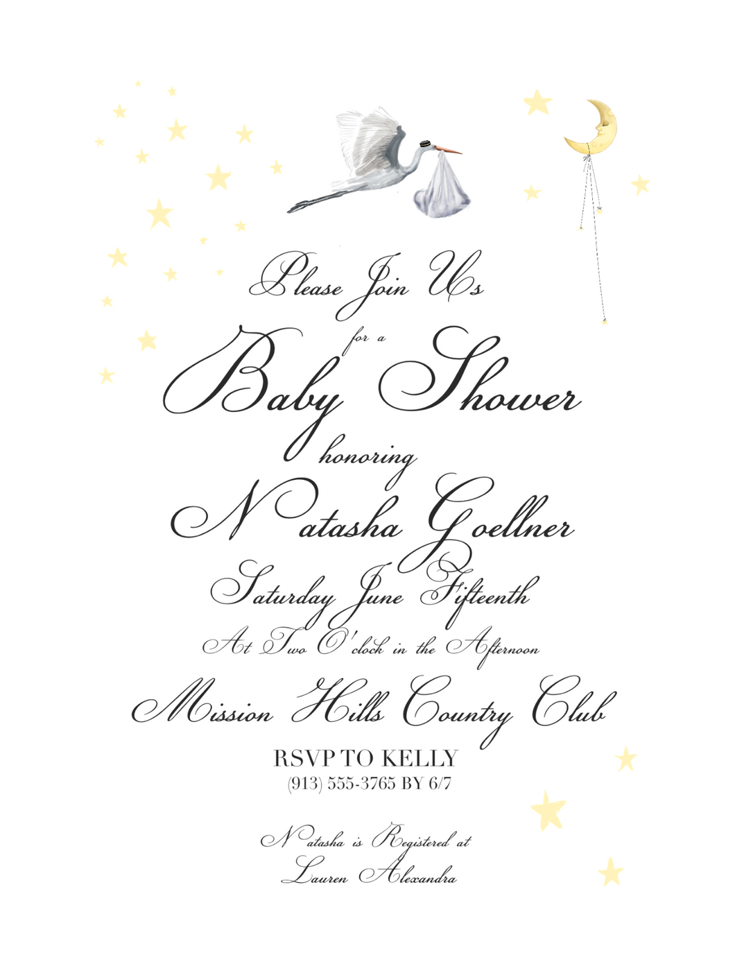 Stork Baby Shower Invitations