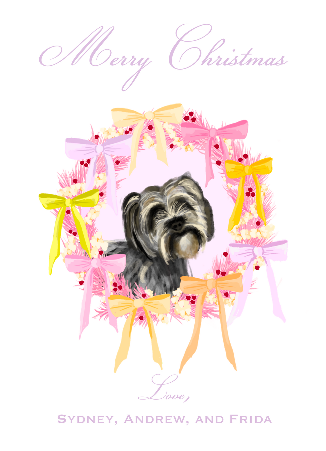 Pet Portrait Wreath With Bows