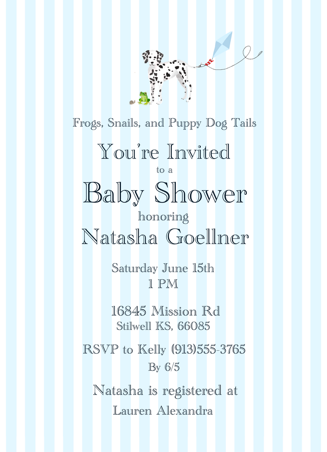 Frogs, Snails, and Puppy Dog Tails Shower Invitation