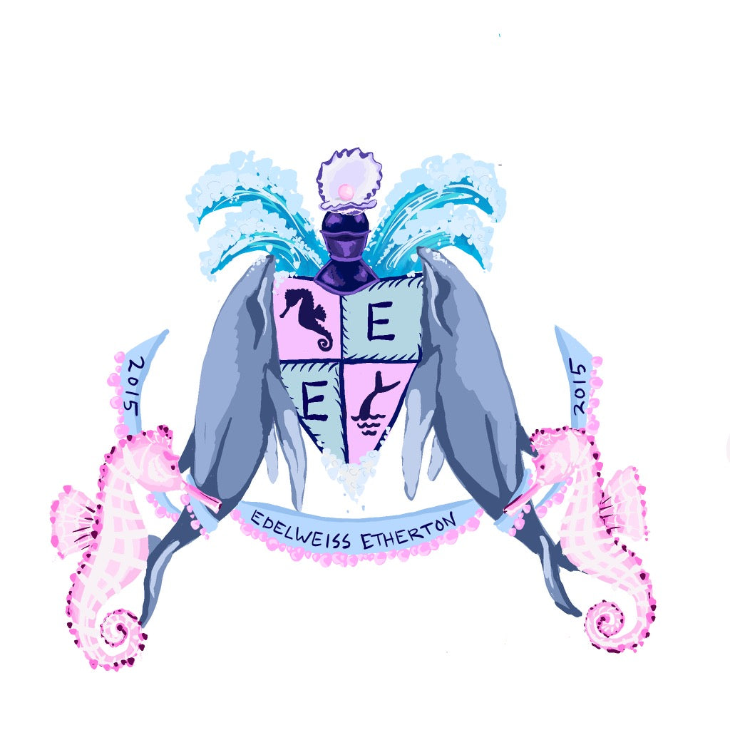 Whales, Seahorses, and Oyster with Pink Pearl