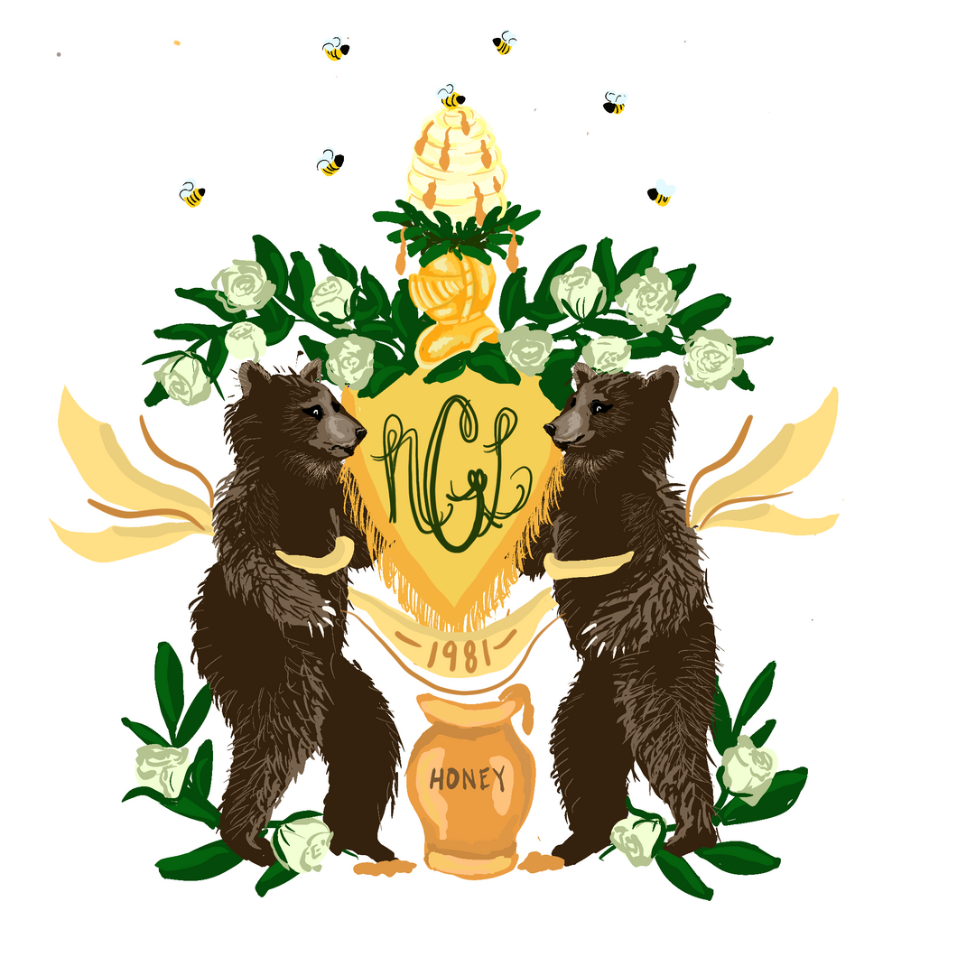 Bears and Bees with Green Roses